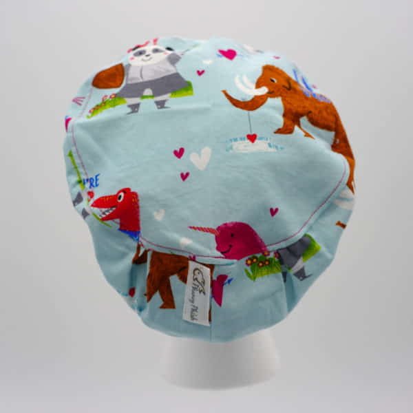 Valentines Animal Hero Scrub Cap - Pattern B - Back
