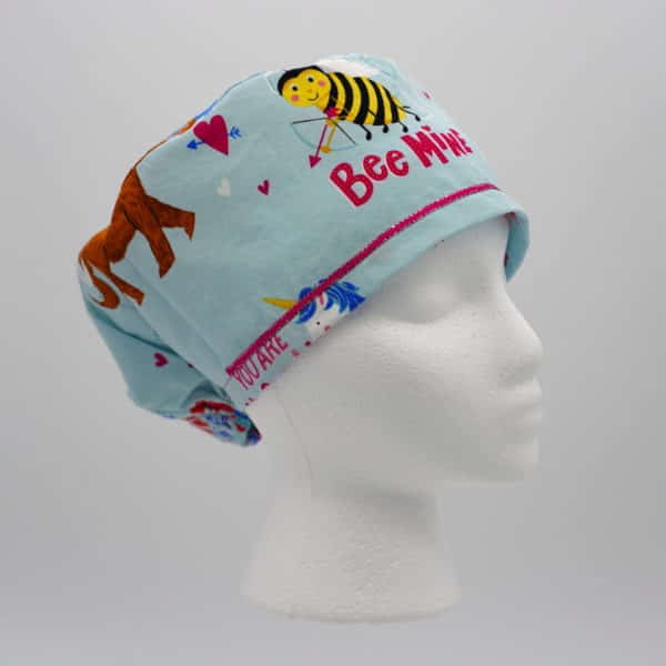 Valentines Animal Hero Scrub Cap - Pattern B - Right