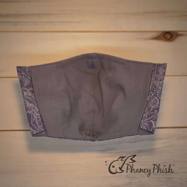 Blue-Grey Floral Face Mask - Back